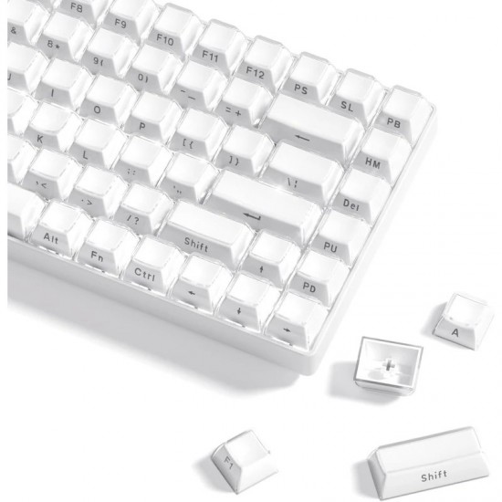 XVX White Crystal Jelly Keycaps, 113-Piece Side-Printed OEM Set for MX-Style Mechanical Switches