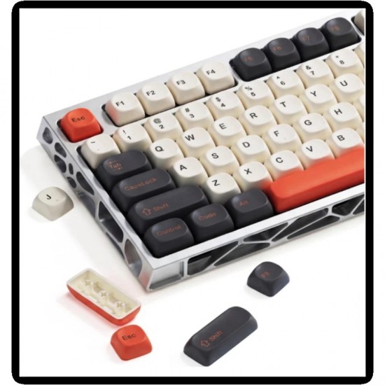 XVX Retro Red Accent Keycaps, 137-Key Double-Shot PBT Set for MX Mechanical Keyboard Upgrades