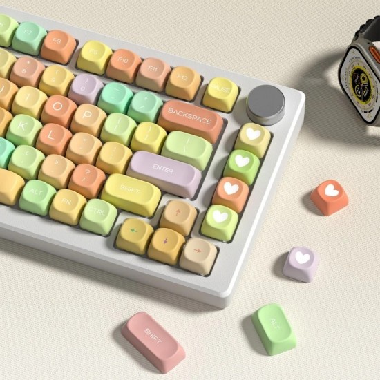 XVX Rainbow Candy MOA Keycaps, 134-Key Dye-Sublimated PBT Set for Custom MX Mechanical Keyboards