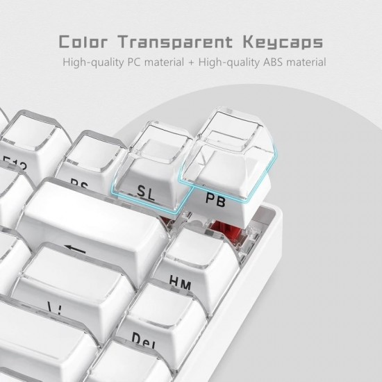 XVX White Crystal Jelly Keycaps, 113-Piece Side-Printed OEM Set for MX-Style Mechanical Switches
