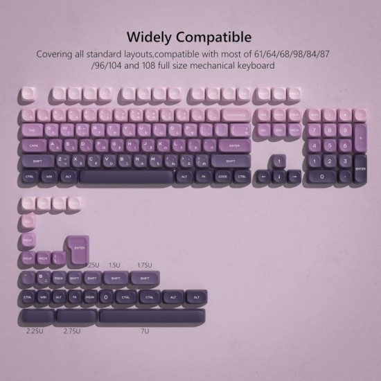 XVX Gradient Purple Japanese Keycaps, Rounded MOA PBT Set with Dye-Sublimated Legends for MX Boards