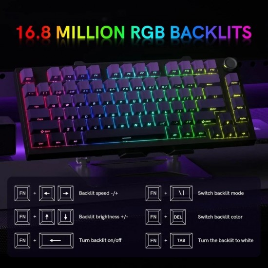 Purple XVX WK75 Gaming Keyboard, Tri-Mode Wireless, Pre-Lubed Linear Switches and Hot-Swap Sockets