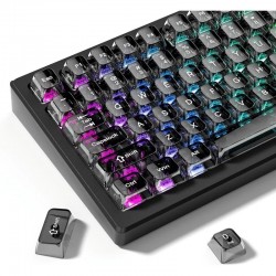 XVX Smoke-Grey Clear Keycaps, 115-Key MDA Set with Transparent PC Surfaces and MX-Style Stems