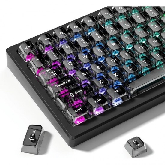 XVX Smoke-Grey Clear Keycaps, 115-Key MDA Set with Transparent PC Surfaces and MX-Style Stems