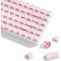 Pink Crystal Jelly Keycaps by XVX, 113-Key OEM Set with Side Legends and MX-Compatible Stems
