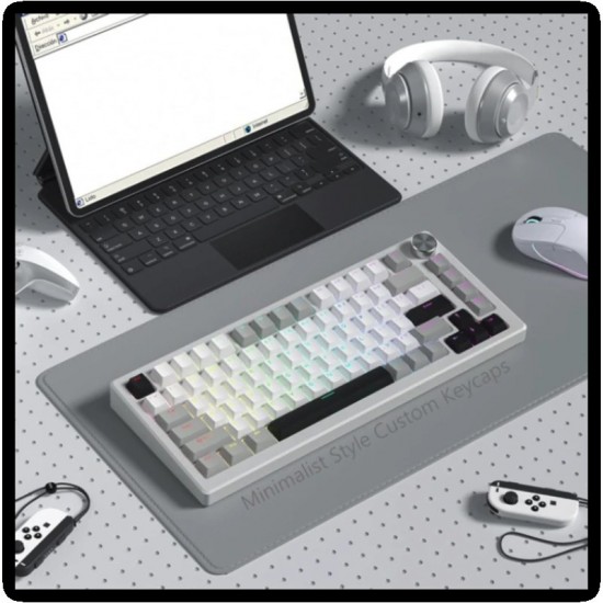 XVX Grey PBT Keycaps, 137-Key Cherry-Profile Set with Double-Shot Legends and Extra Modifiers