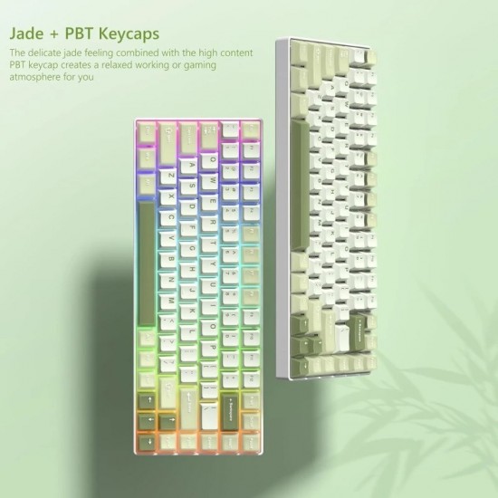 XVX Jade Matcha Keycaps, 127-Piece Cherry-Profile Set with PBT Keys and Translucent Green Accents