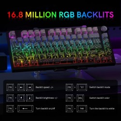 XVX WK75 Wireless Mechanical Keyboard with Control Knob, Gasket Mount and Hot-Swappable RGB Keys