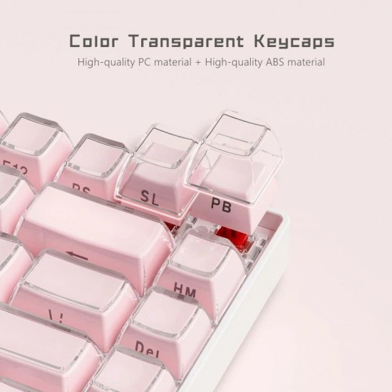 Pink Crystal Jelly Keycaps by XVX, 113-Key OEM Set with Side Legends and MX-Compatible Stems
