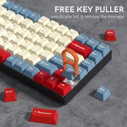 XVX Beige, Blue and Red PBT Keycaps, 137-Key Cherry-Profile Set with Double-Shot Legends