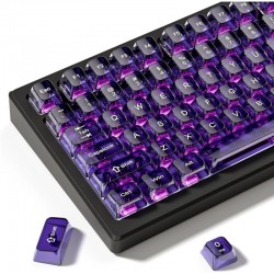 Purple Clear XVX MDA Keycaps, 115-Piece Translucent PC Set for MX Mechanical Keyboard Customization
