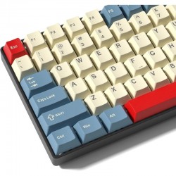 XVX Beige, Blue and Red PBT Keycaps, 137-Key Cherry-Profile Set with Double-Shot Legends