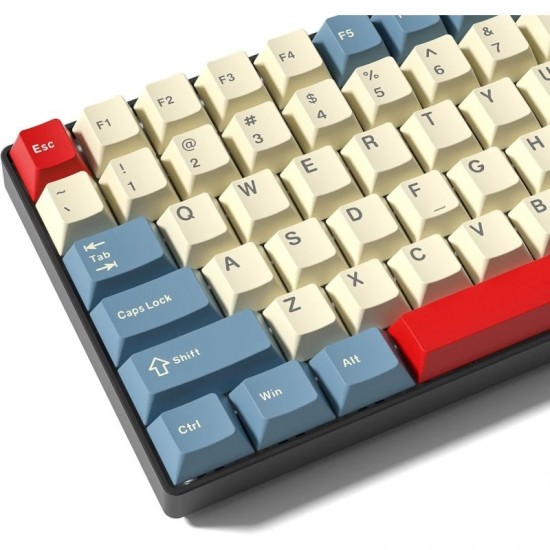 XVX Beige, Blue and Red PBT Keycaps, 137-Key Cherry-Profile Set with Double-Shot Legends