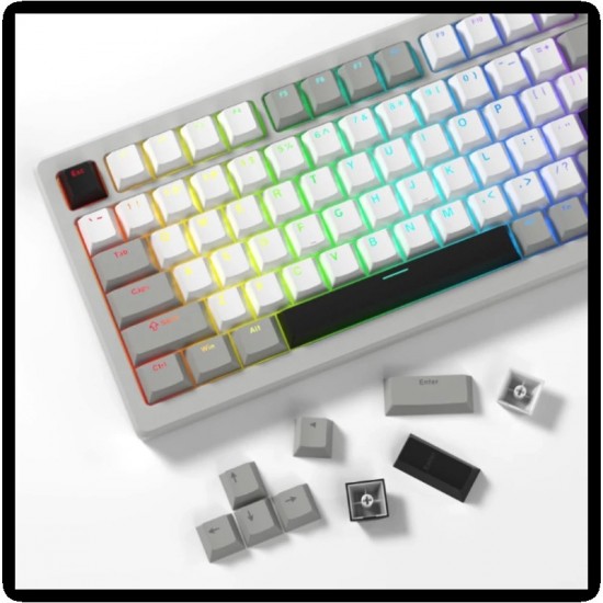 XVX Grey PBT Keycaps, 137-Key Cherry-Profile Set with Double-Shot Legends and Extra Modifiers