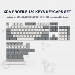 Retro XVX XDA Keycaps, 139-Key PBT Set in Milky White and Grey for MX Mechanical Keyboard Builds