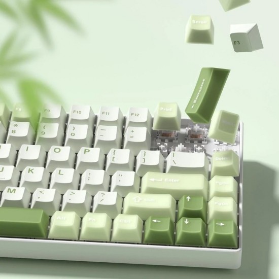 XVX Jade Matcha Keycaps, 127-Piece Cherry-Profile Set with PBT Keys and Translucent Green Accents