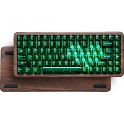 XVX WD75 V2 Walnut Wireless Mechanical Keyboard, QMK/VIA Remapping, Clear Green Keys and RGB