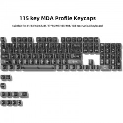 XVX Smoke-Grey Clear Keycaps, 115-Key MDA Set with Transparent PC Surfaces and MX-Style Stems