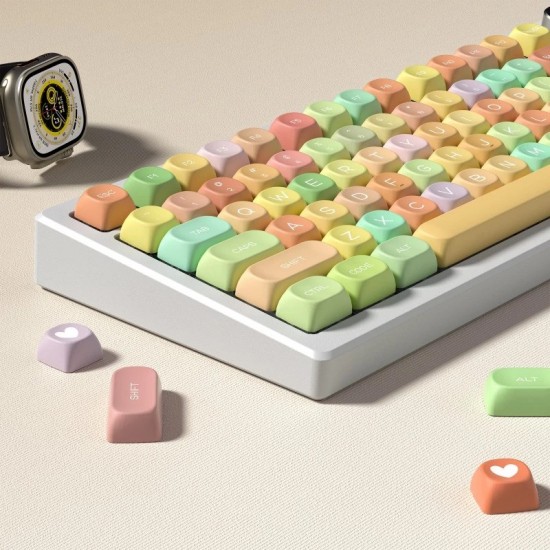 XVX Rainbow Candy MOA Keycaps, 134-Key Dye-Sublimated PBT Set for Custom MX Mechanical Keyboards