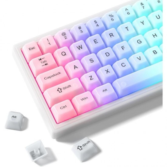 White Clear Keycaps from XVX, 115-Key MDA Set with Translucent PC Surfaces for MX Mechanical Boards