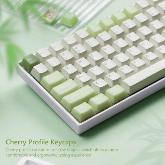 XVX Jade Matcha Keycaps, 127-Piece Cherry-Profile Set with PBT Keys and Translucent Green Accents