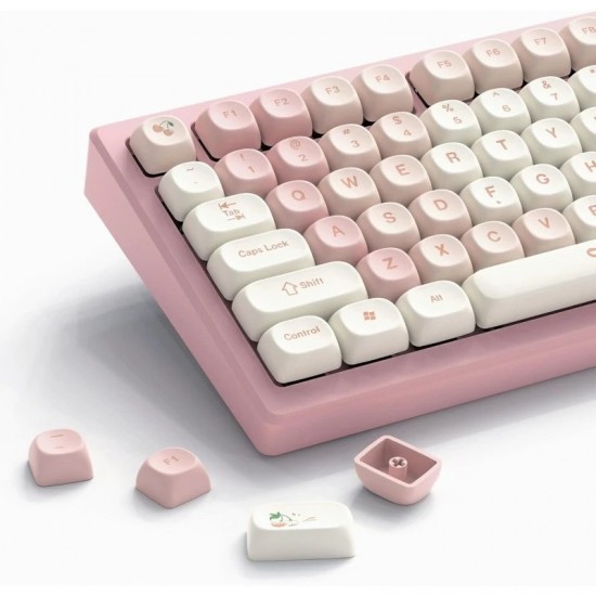 XVX Pink Cherry-Themed MOA Keycaps, Dye-Sublimated PBT Set for MX Mechanical Keyboard Layouts