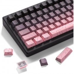 XVX Pink-Grey Topographic Keycaps, 98-Key Side-Printed Cherry Set with Backlit Contour Lines