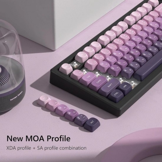 XVX Gradient Purple Japanese Keycaps, Rounded MOA PBT Set with Dye-Sublimated Legends for MX Boards