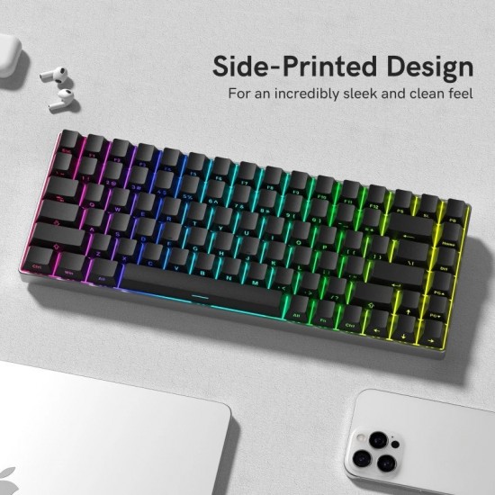 XVX Black Side-Printed PBT Keycaps, 123-Key Shine-Through Set for Custom MX Mechanical Keyboards