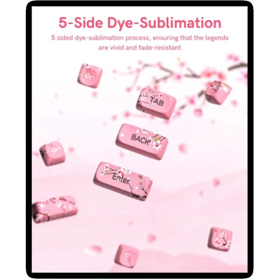 XVX Pink Blossom MOA Keycaps, 131-Key Japanese-Inspired PBT Set for Mechanical Keyboard Builds