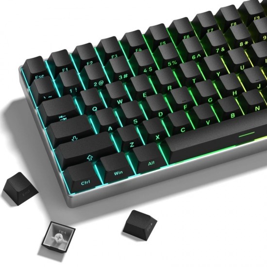 XVX Black Side-Printed PBT Keycaps, 123-Key Shine-Through Set for Custom MX Mechanical Keyboards