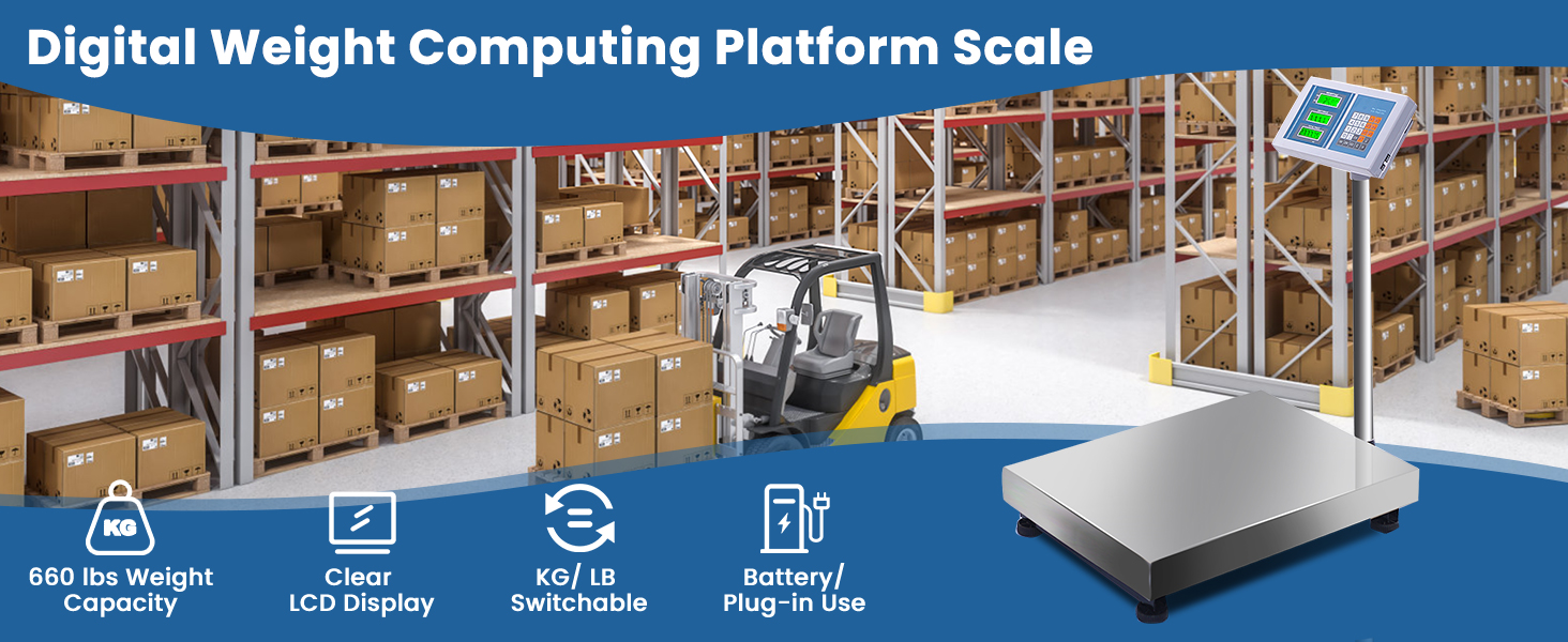 Honhorrs 660-Pound Digital Floor Platform Scale, Stainless Steel Deck and Separate Corded Display detail
