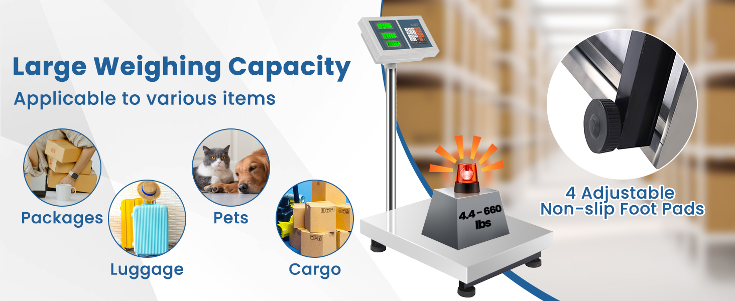Honhorrs 660-Pound Digital Floor Platform Scale, Stainless Steel Deck and Separate Corded Display detail