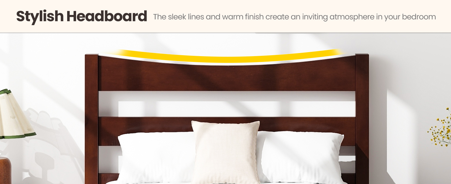 Honhorrs Twin Pine Platform Bed Frame: Plywood Mattress Slats, Headboard, Footboard and Open Base detail