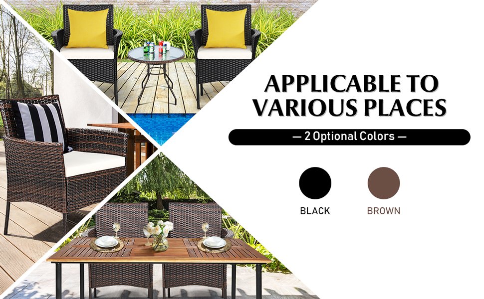 Honhorrs Two PE-Rattan Patio Armchairs, Wide Backrests and Removable Seat Cushions on Steel Frames detail