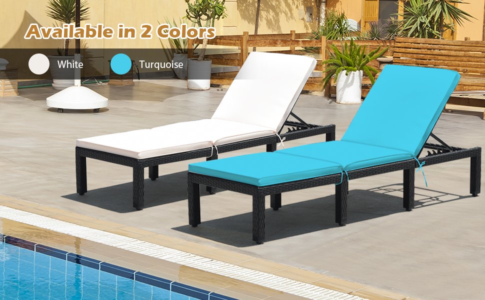 Honhorrs Seven-Position Patio Chaise Lounge, Woven PE Rattan with Cushion Ties and Eight-Leg Support detail