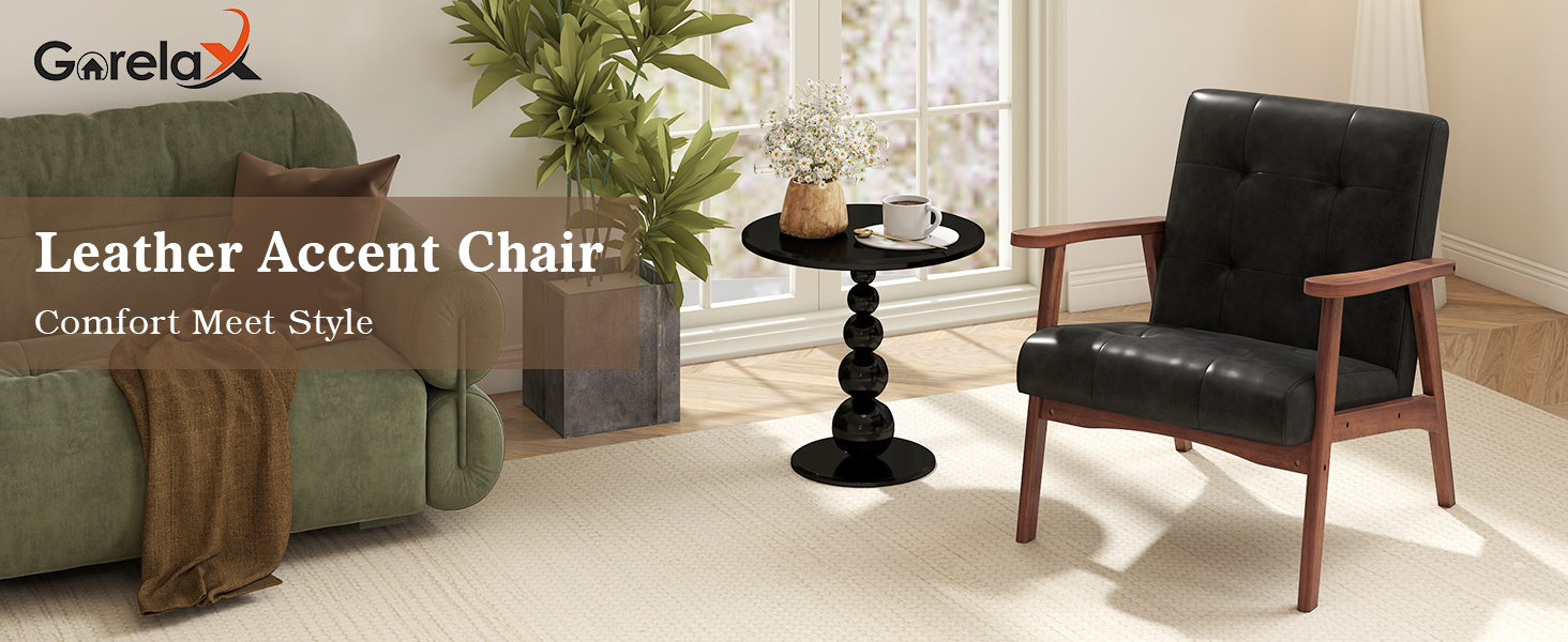 Honhorrs Tufted Accent Armchair, Rubberwood Frame and Spring-Supported Cushion for Reading Corners detail