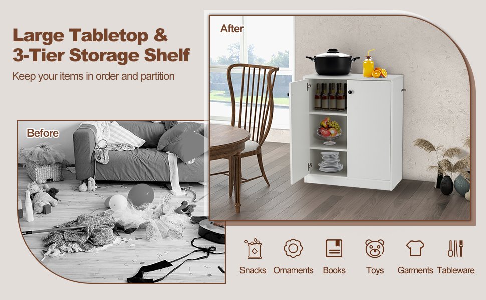 Honhorrs Two-Door Kitchen Base Cabinet with Three Interior Storage Tiers, Soft-Close Hinges and Feet detail