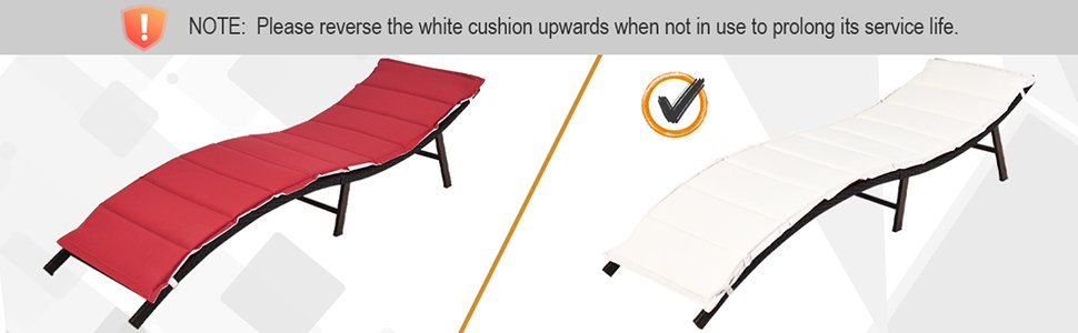 Honhorrs Pair of Folding Patio Chaise Lounges, Steel-Framed Wicker Seating with Removable Cushions detail