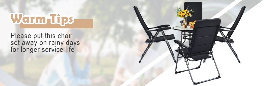 Honhorrs Two Folding Patio Sling Chairs, Seven Backrest Settings with Oxford Fabric and Steel Frames detail