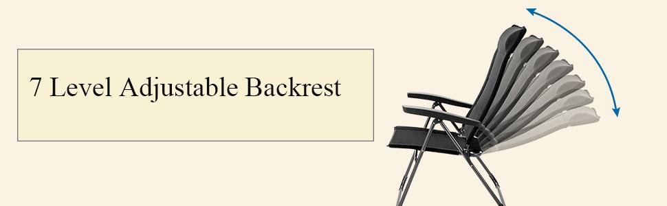Honhorrs Pair of Folding Patio Chairs, Adjustable Backrests and Headrests on Reinforced Iron Frames detail