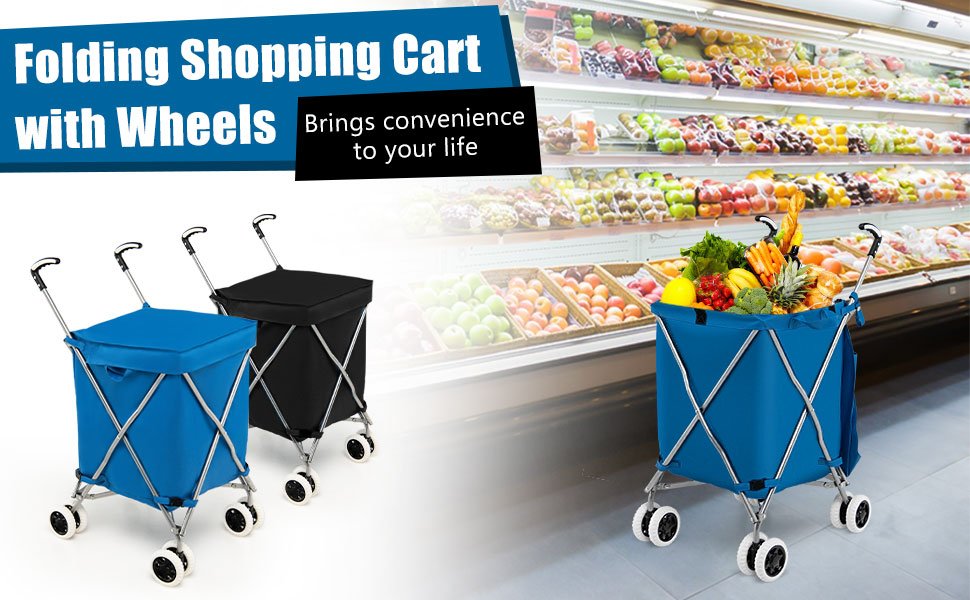 Honhorrs Folding 24-Gallon Utility Cart — Oxford Bag, Reinforced Steel Frame and Four Caster Wheels detail
